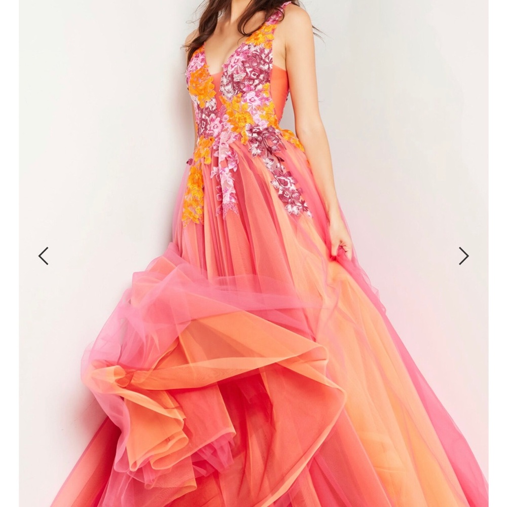 Jovani Pink and Orange Floral Prom Dress NEW WITH TAGS